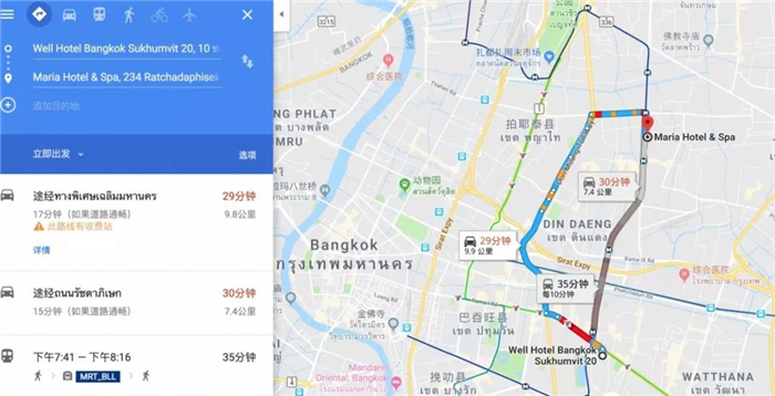 谷歌地图网页版指南，泰国自由行旅游必备